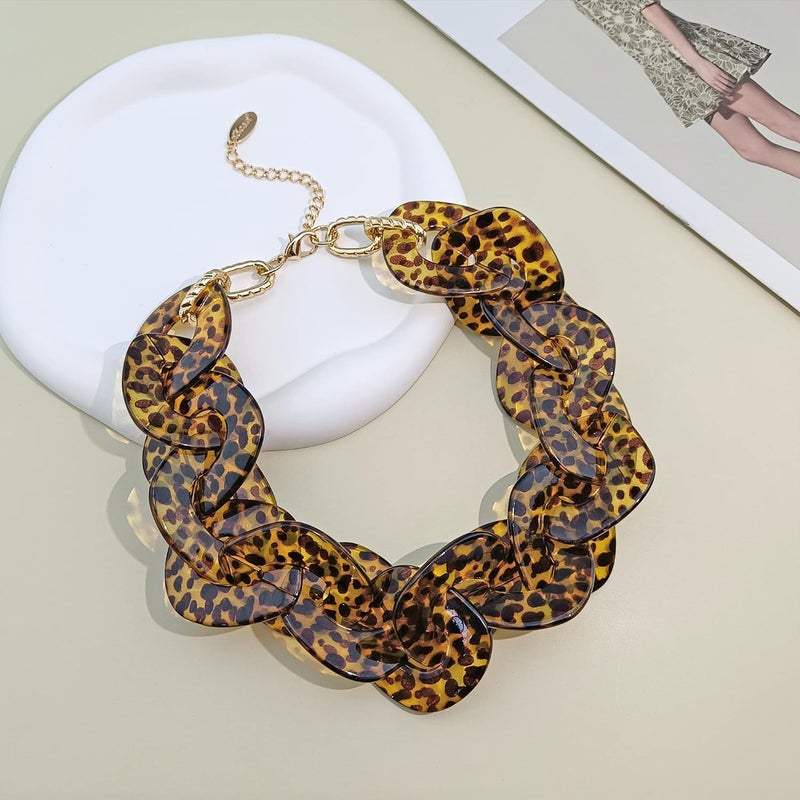 Bocar Statement Chunky Acrylic Cuban Choker Necklace Fashion Bib Collar Chain Necklace for Women(NK-10666) - Image 2